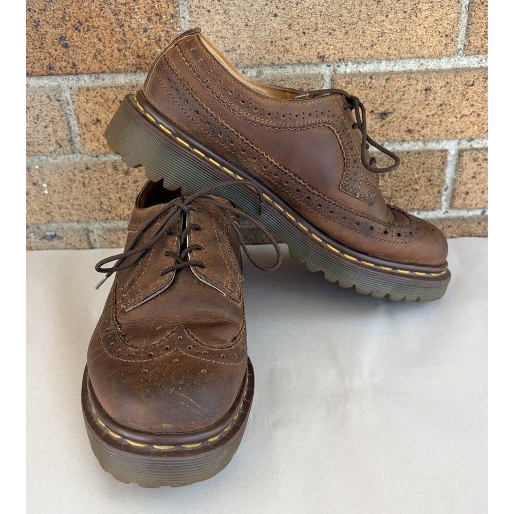 Vtg England Dr. Martens 3989 Wingtip Brown Leather Shoes US Womens 7